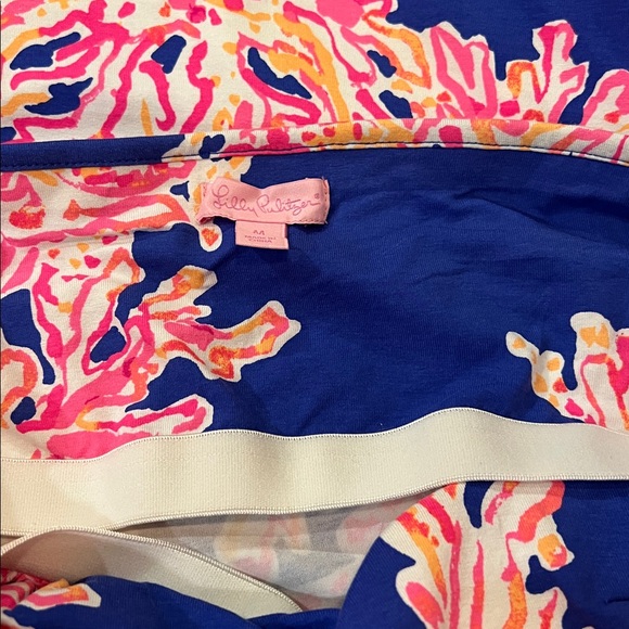 Lilly Pulitzer Loleta Strapless Dress Blue Pink Coral Reef Print Size Medium - Picture 5 of 6